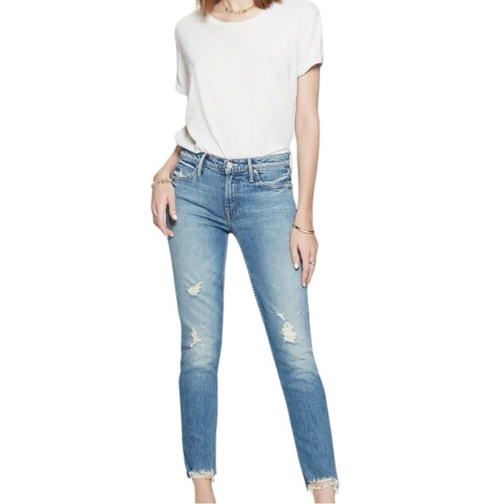 MOTHER Superior The Flirt Fray Wash Jean In Cold Feet Size 24